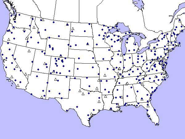 a map of the National Acid  Deposition Network
