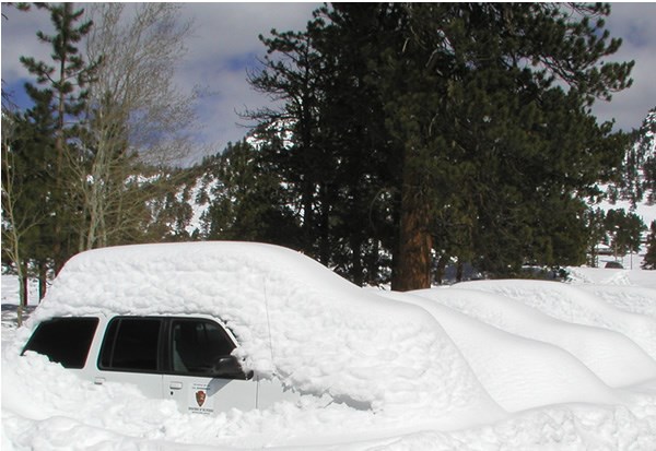 a photo of snow covered cars