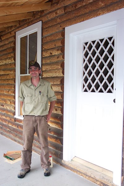 a photo of restoration of door of historic McGraw Ranch
