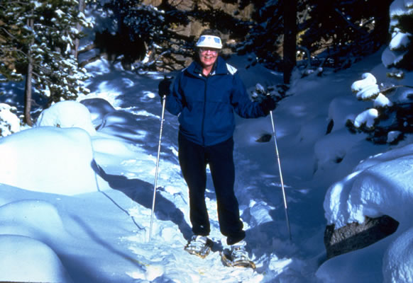 a photo of a snowshoer