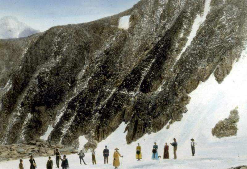 a vintage photo of climbers on Tyndall Glacier