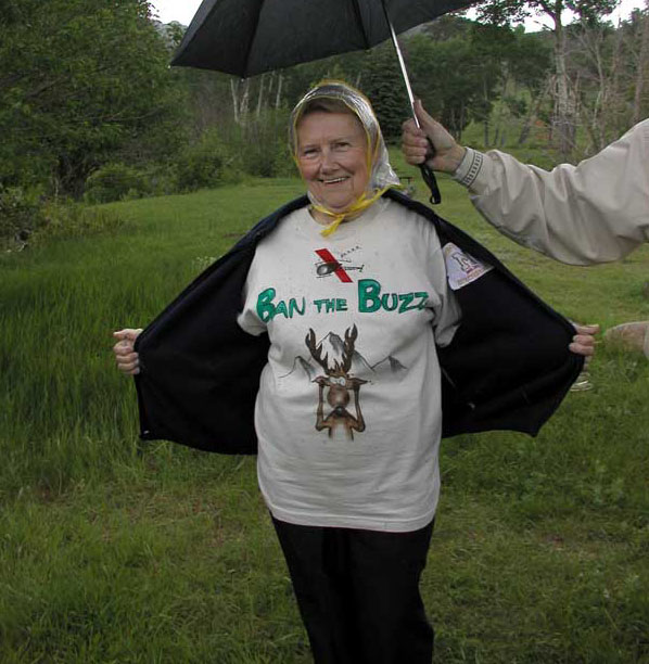 a photo of a supporter wearing Ban the Buzz shirt