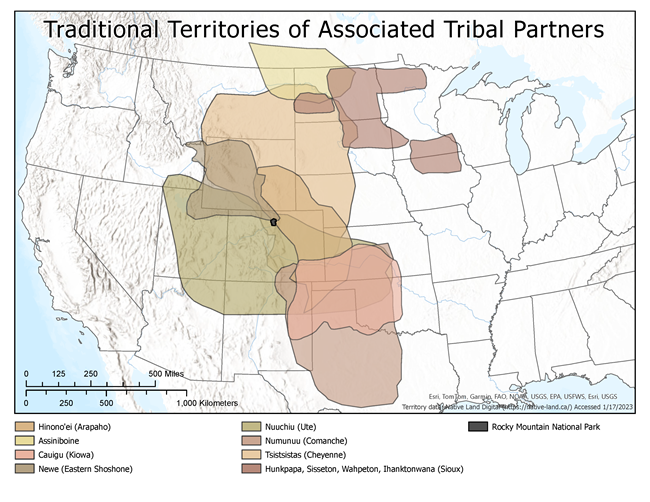 Map showing the Traditional Territories of RMNP's Tribal Partners