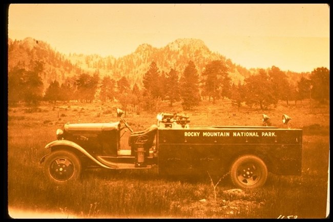 historic Rocky Mountain National Park fire engine