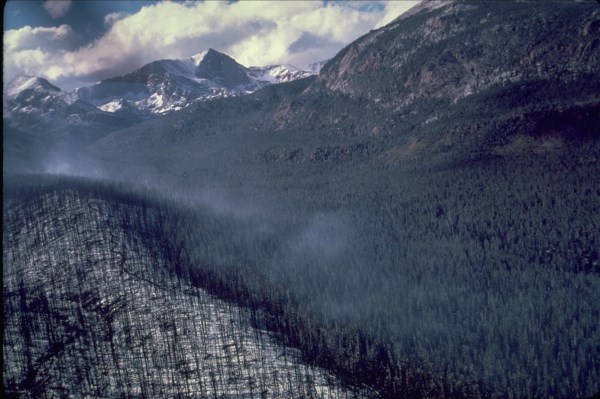 aerial view of the Ouzel Fire (1978)