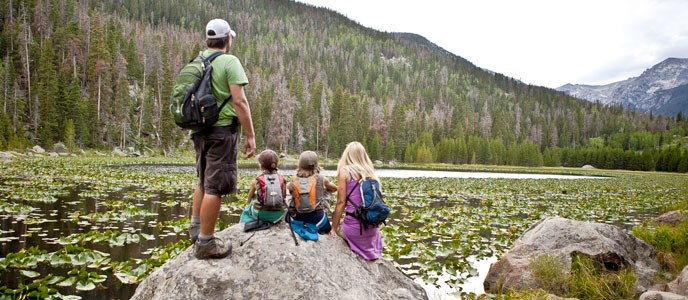 A family looks at Cub Lake