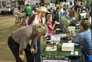 The public visits various science tables at the BioBlitz