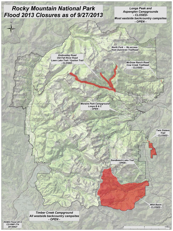 Map of reduced closures in Rocky Mountain National Park. Map of reduced closures in Rocky Mountain National Park.
