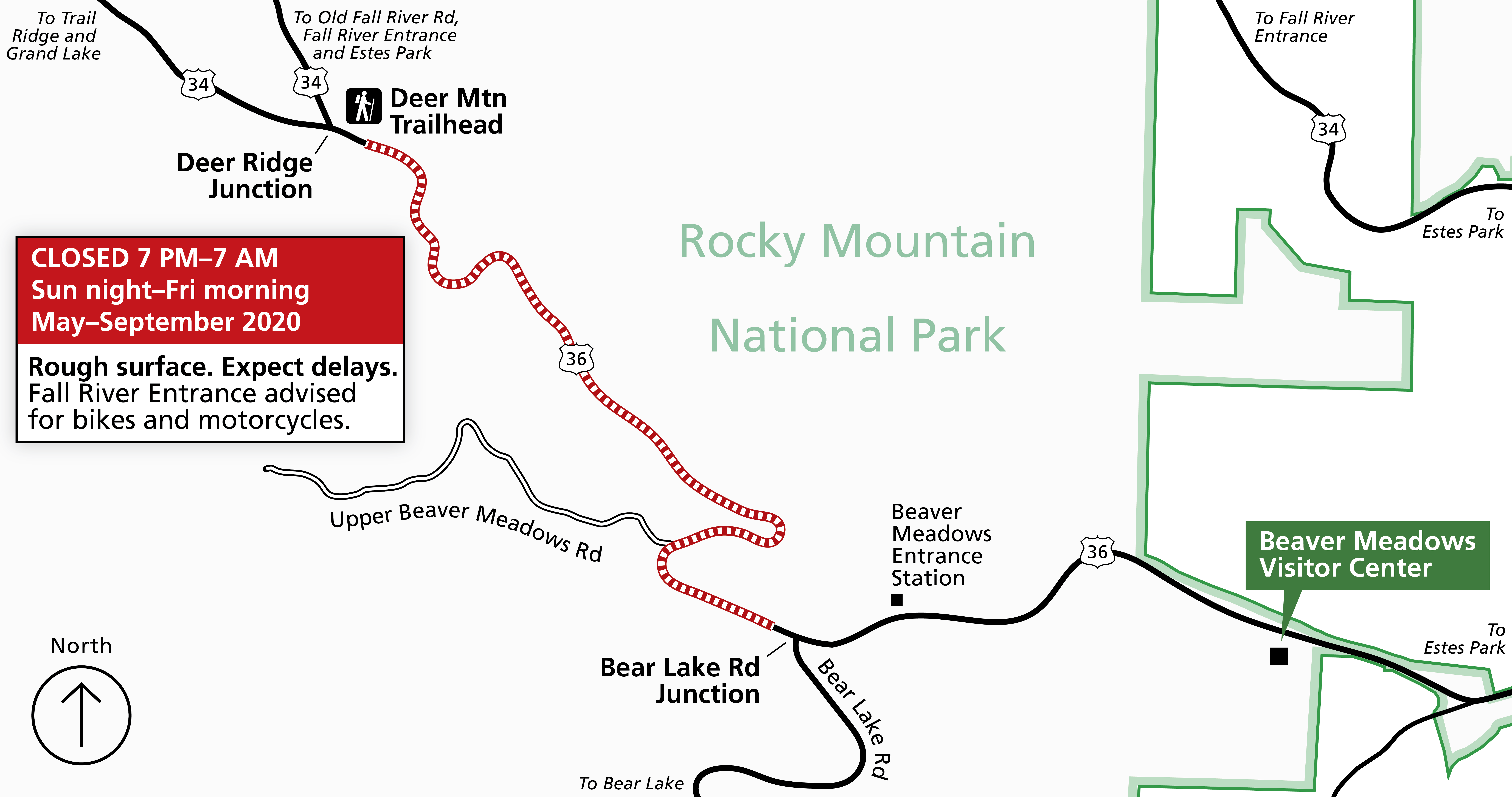 Road construction on US 36 inside Rocky Mountain National Park