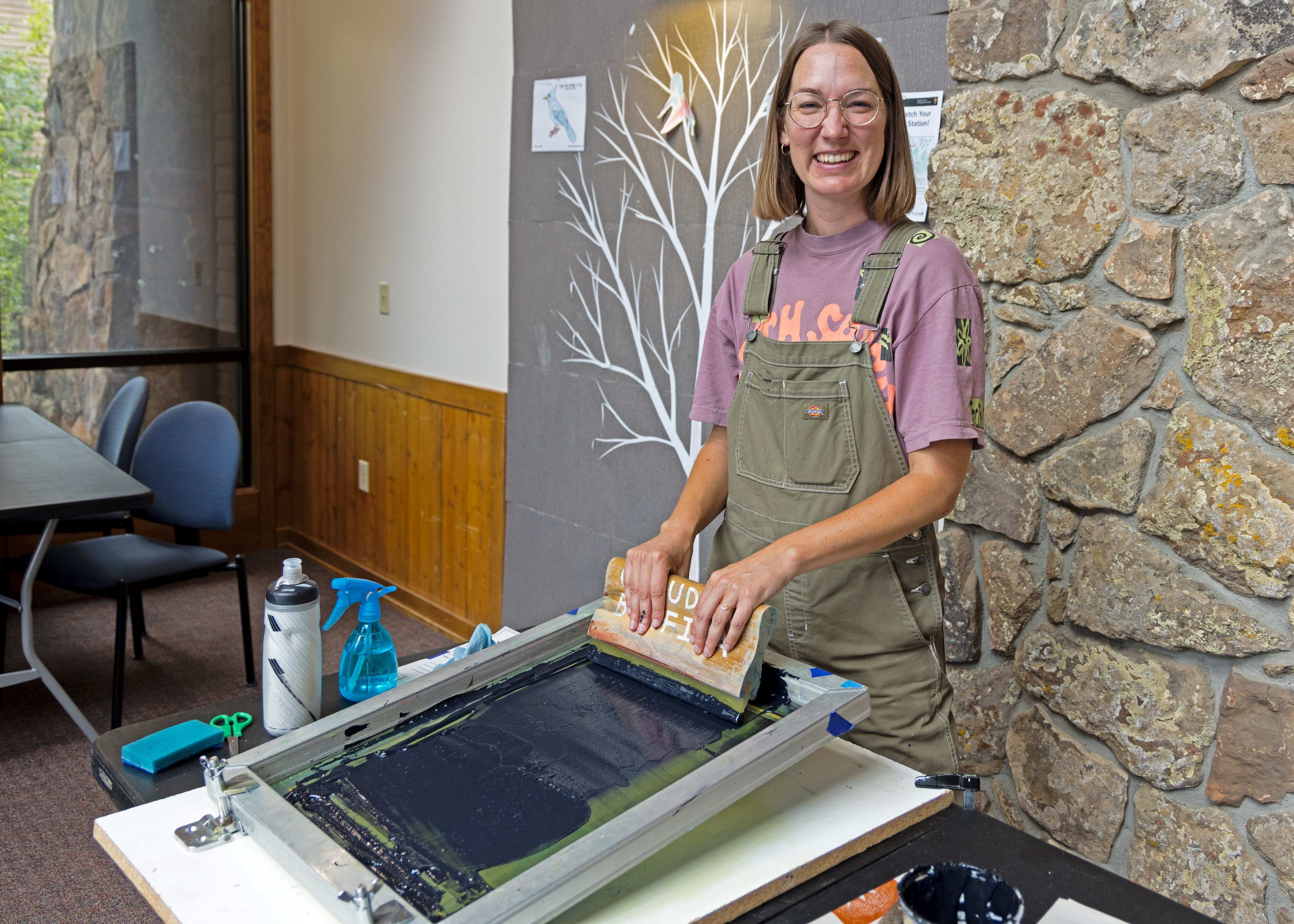 Courtesy RMNP_2024 Artist in Residence Claudia Borfigua Leading a program at Fall River Visitor Center 2024 Artist-in-Residence Claudia Borfigua facilitated a drop-in Screenprinting program at Fall River Visitor Center