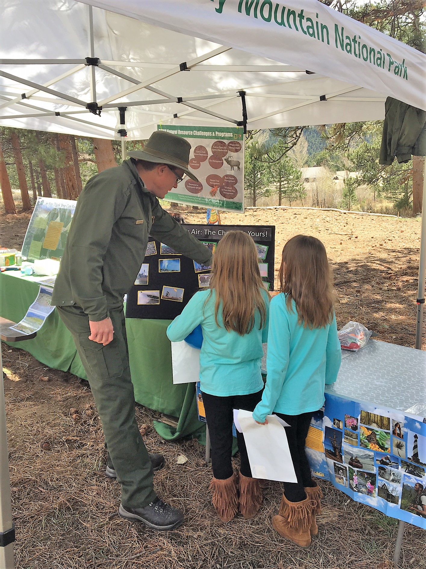 Park visitors participating in Earth Day activities.