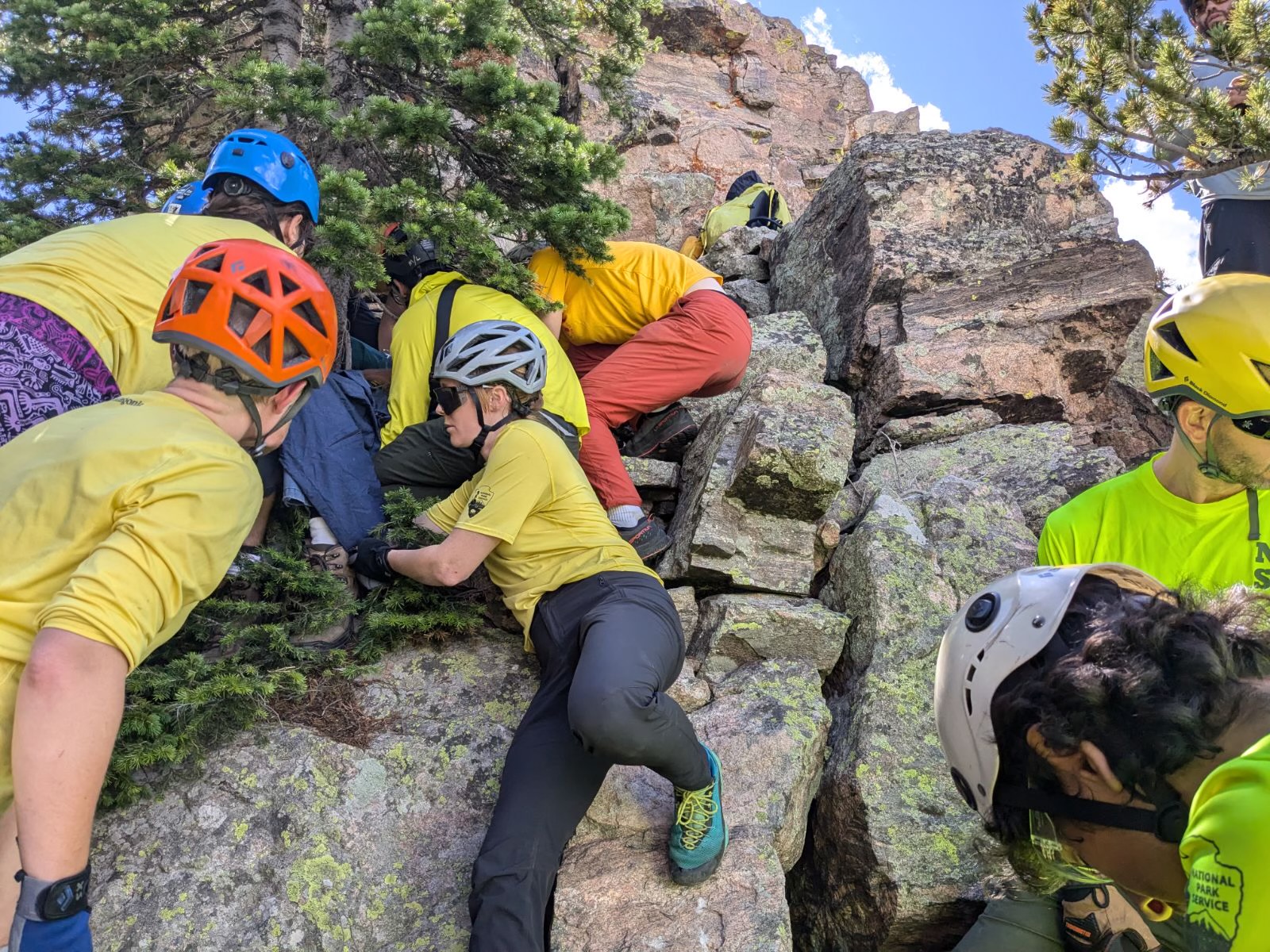 Estes Cone Incident August 16 2024 Courtesy RMNP RMNP Search and Rescue members assist man on Estes Cone.