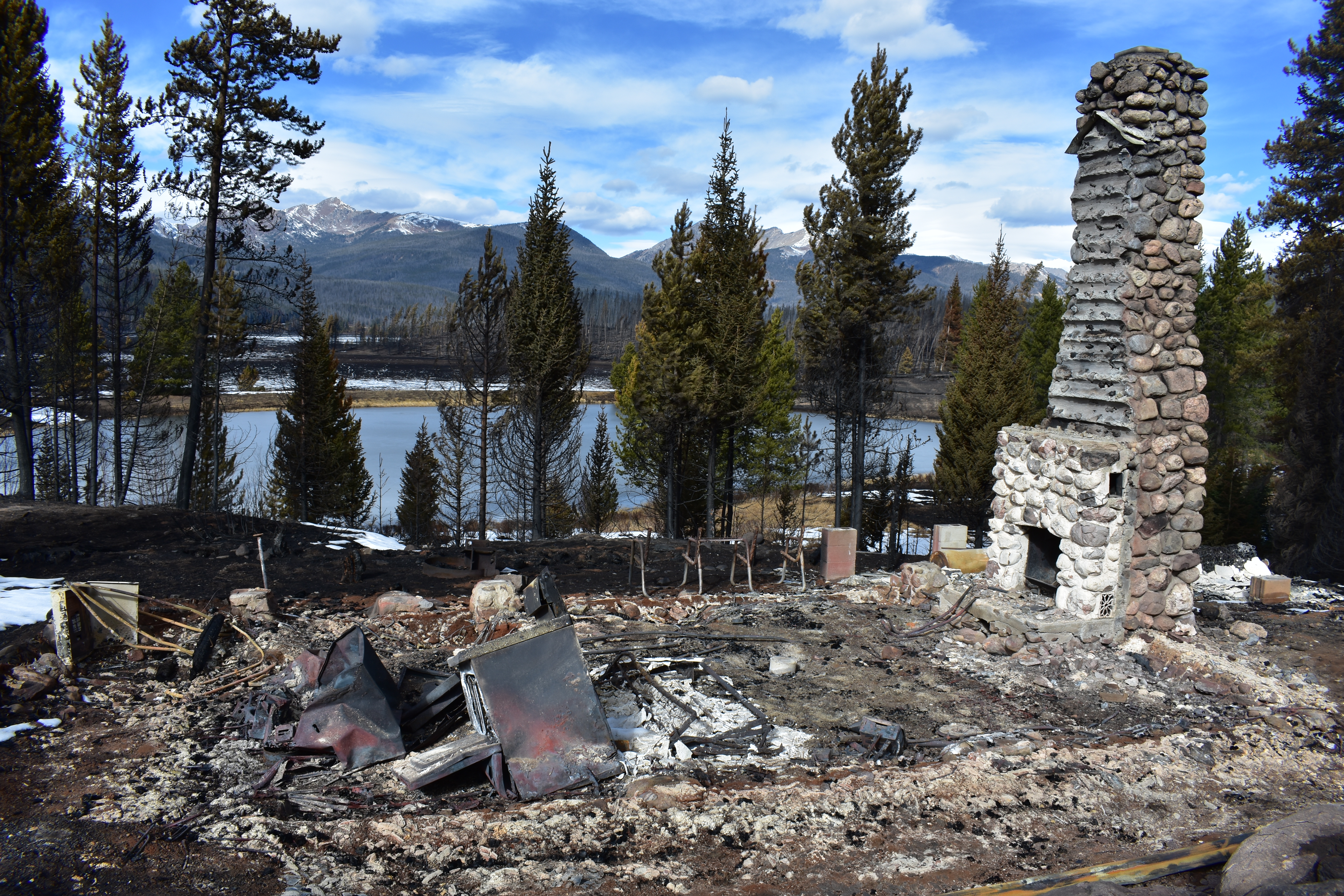 The burned remains of a park house after it was destroyed in the East Troublesome Fire of 2020