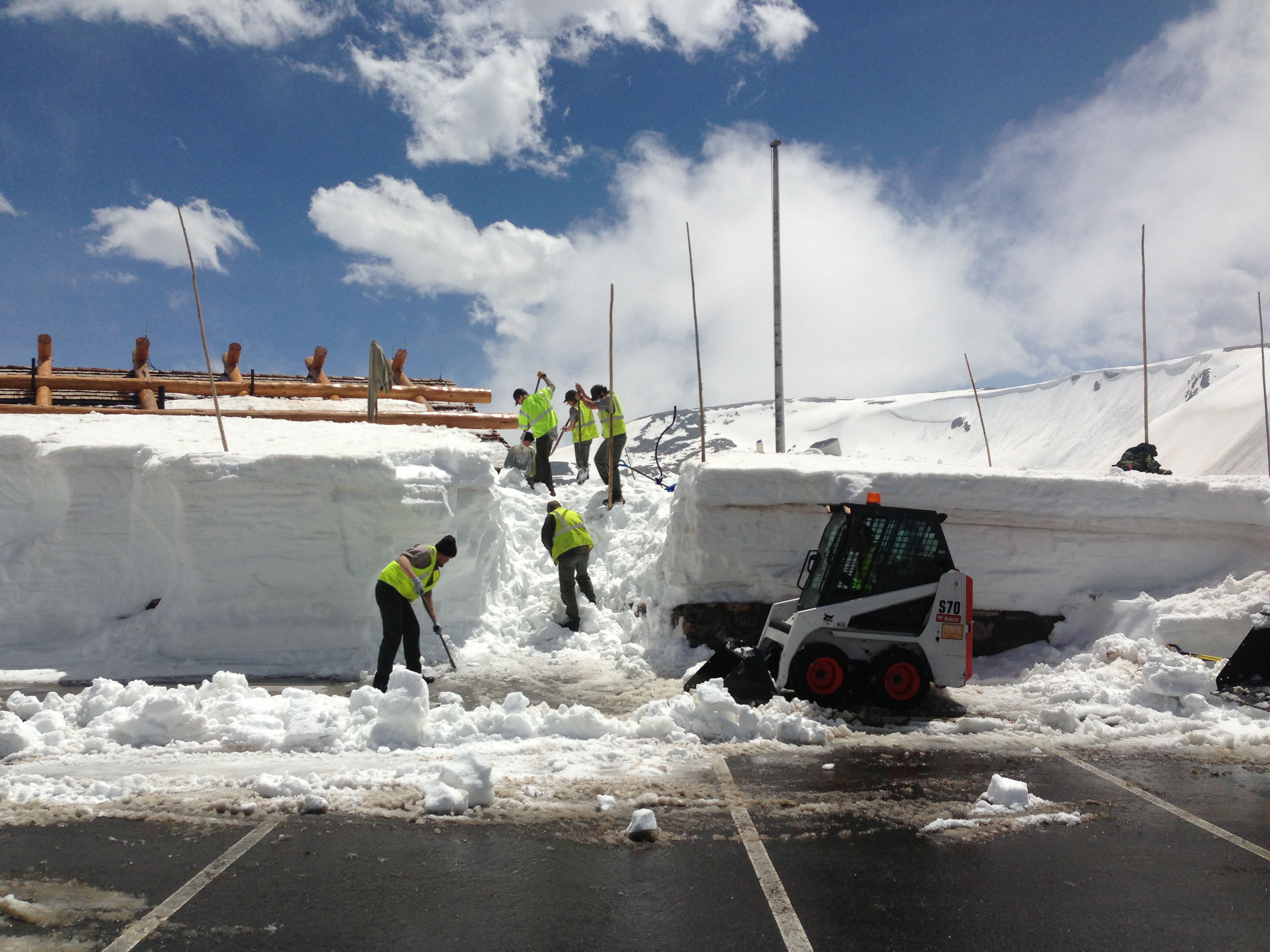 Park staff dig out Alpine Visitor Center on May 23, 2013