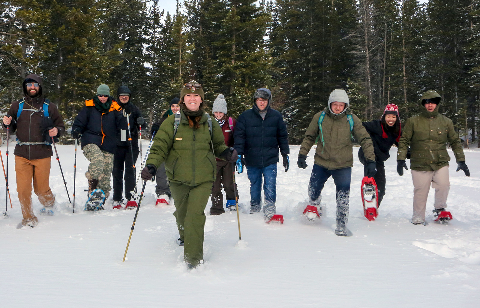 NPS Photo_Ranger-led Snowshoe Walk_Schonlau Ranger leads snowshoe walk in Rocky Mountain National Park