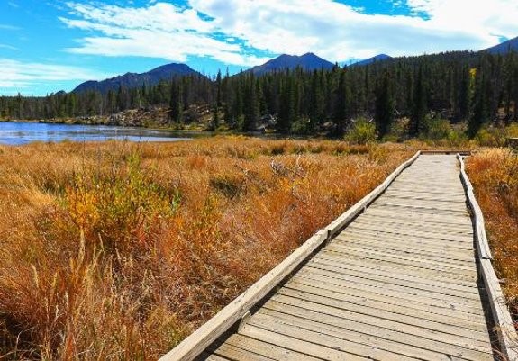 Existing boardwalk at Sprague Lake in Rocky Mountain National Park