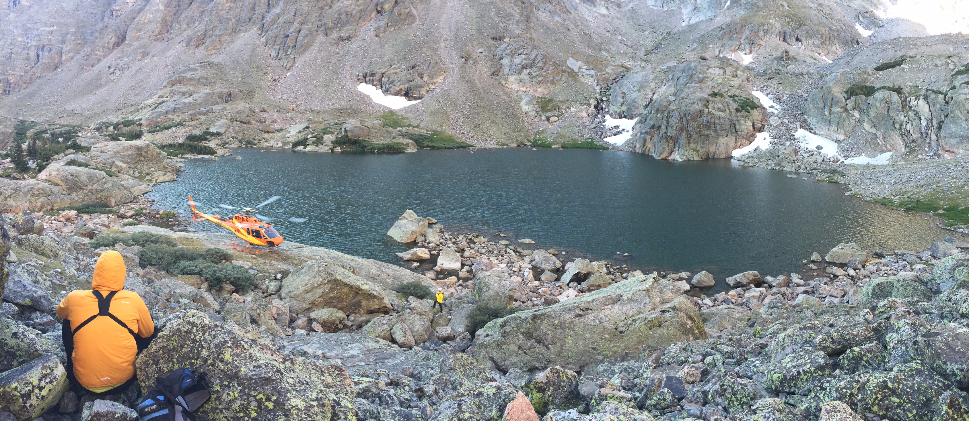 Air ambulance at Sky Pond for climber injury