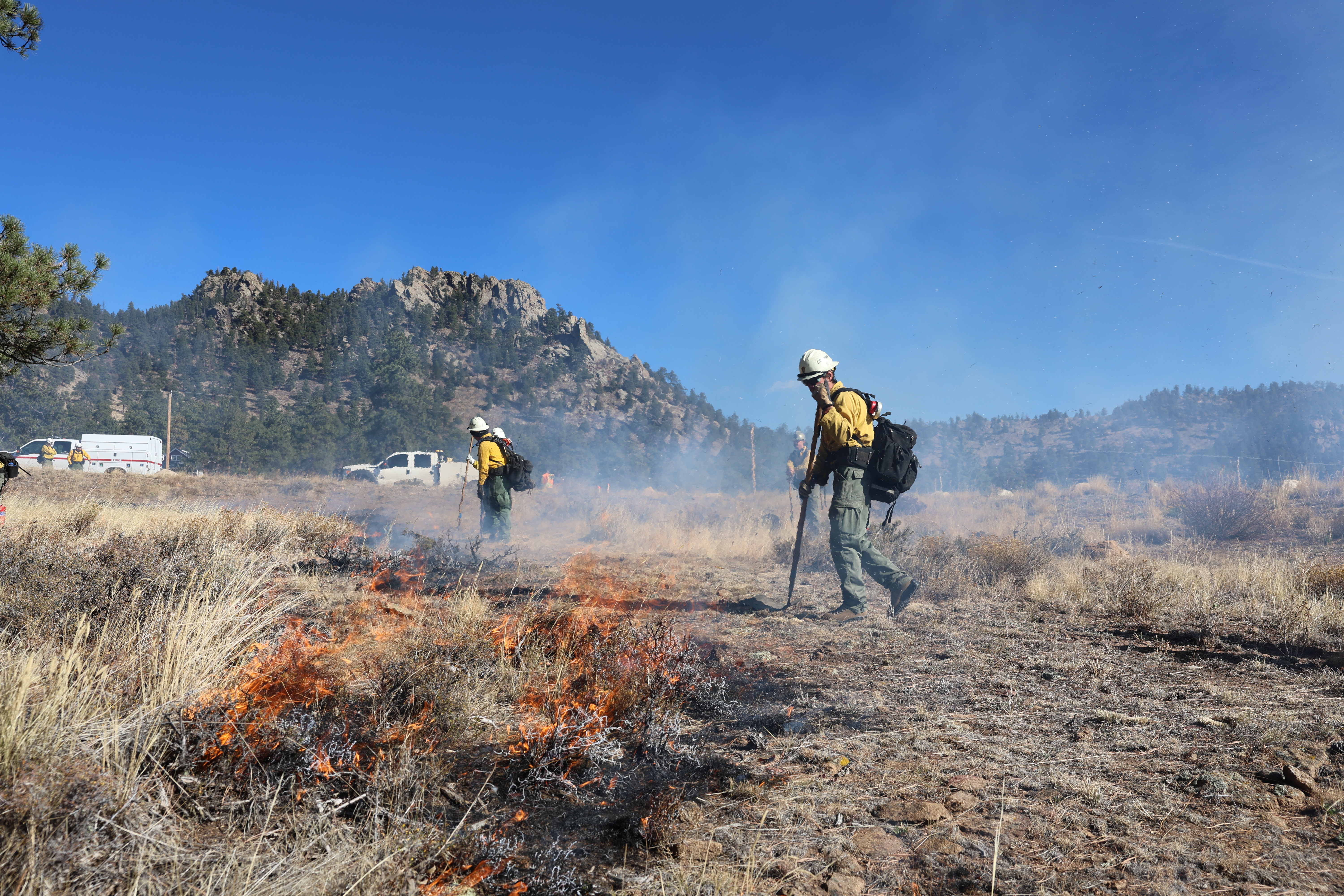 Park fire managers conduct a prescribed fire in Rocky Mountain National Park in November of 2024.