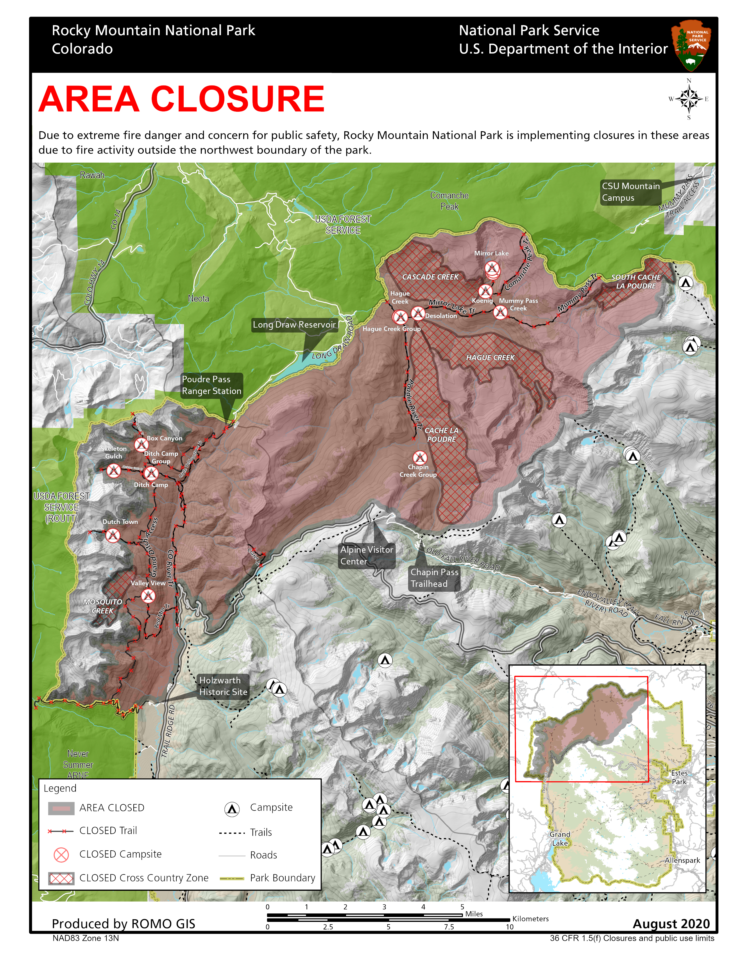 Temporary Closures For Cameron Peak Fire Outside Of Rocky Mountain National Park