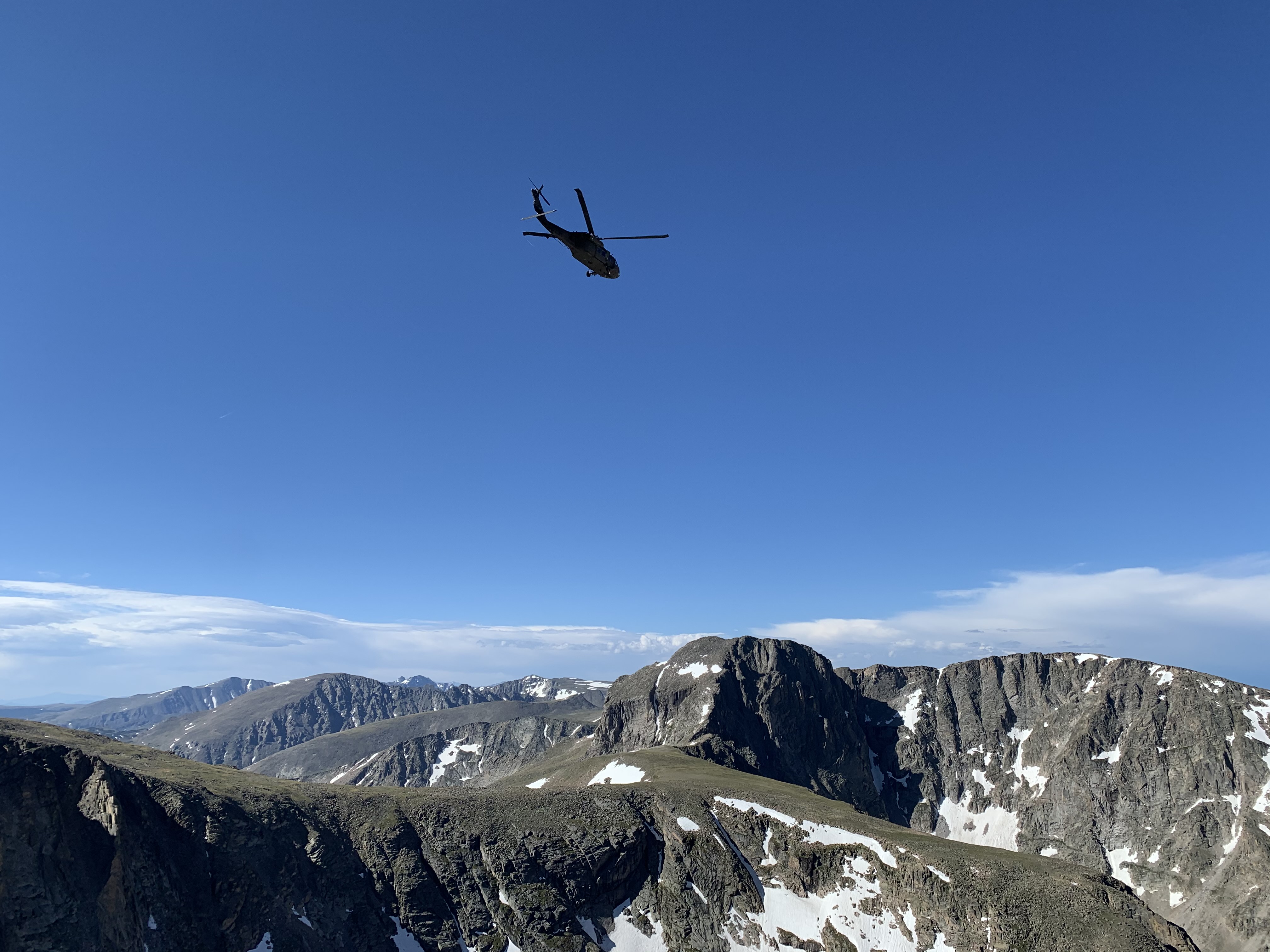 Rescue McHenry Peak Courtesy Rocky Mountain National Park Hoist operation