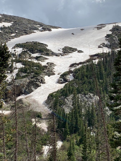 Snowfield on Sundance Mountain June 13, 2021