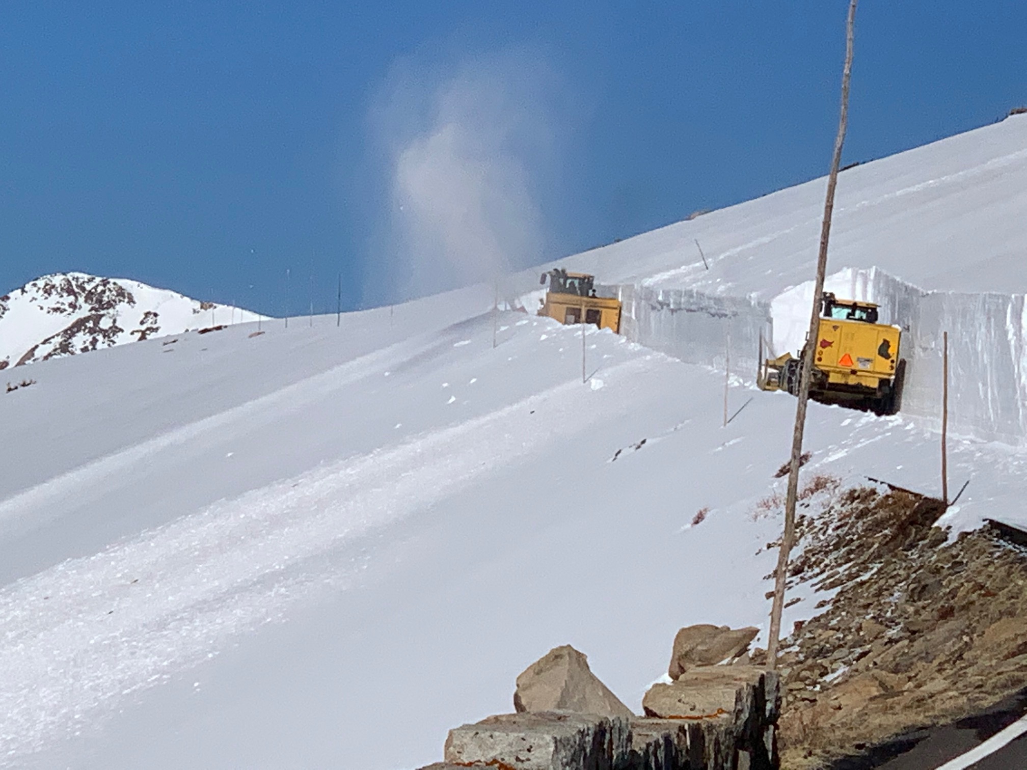 Trail Ridge Road Plowing East of Forest Canyon Overlook May 2020