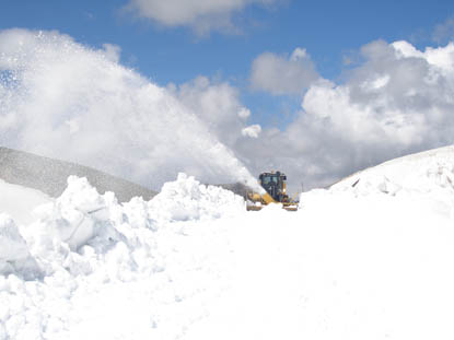 Photo Snow plowing on Old Fall River Road on July 27, 2011