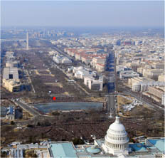 Photo Arial view of the National Mall on Inauguration Day.