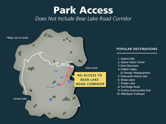 2022 RMNP Timed Entry Option 2 - Park Access, Does Not Include Bear Lake Road with park map included