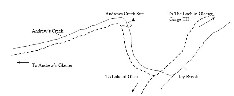 Drawing of Andrews Creek Campsite Location