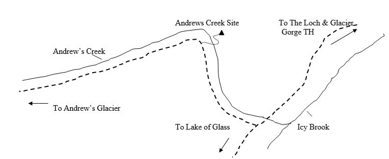 Drawing of Andrews Creek Campsite Location