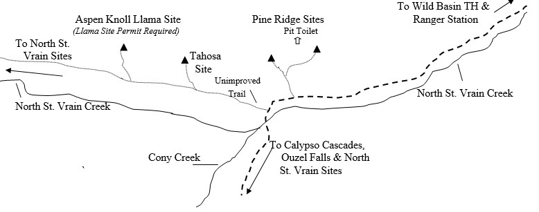 Drawing of Aspen Knoll Llama Campsite Location