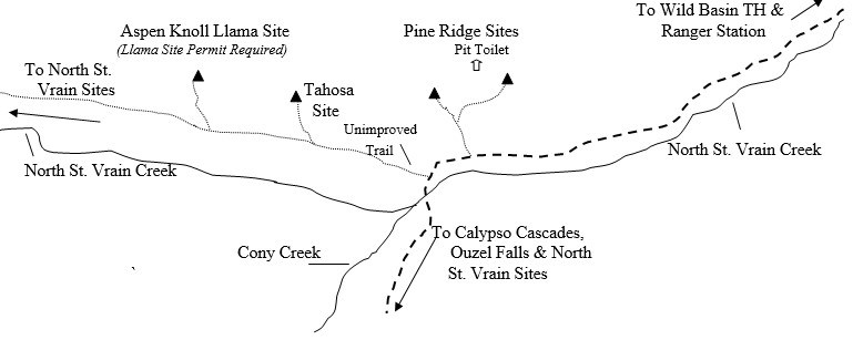 Drawing of Aspen Knoll Llama Campsite Location