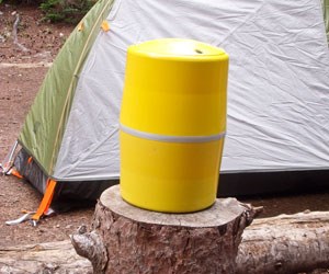 bear canister at a backcountry site