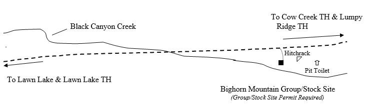 Drawing of Bighorn Mountain (Group/Stock) Campsite Location