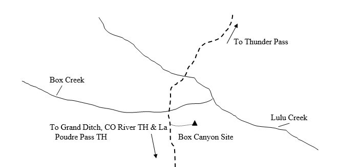 Drawing of Box Canyon Campsite Location