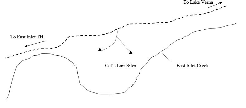 Drawing of Cat's Lair Campsite Location