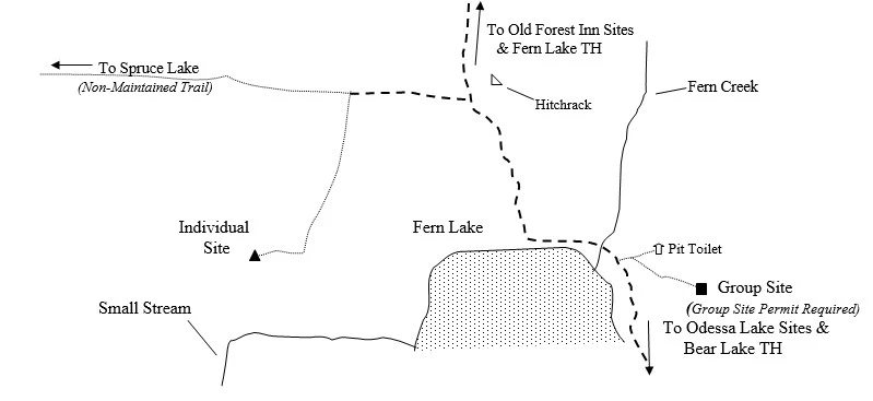 Fern Lake Campsite Map Drawing of Fern Lake Campsite Location