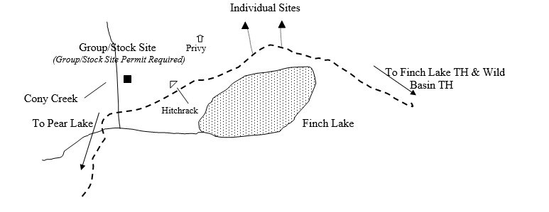 Drawing of Finch Lake Group Campsite Location