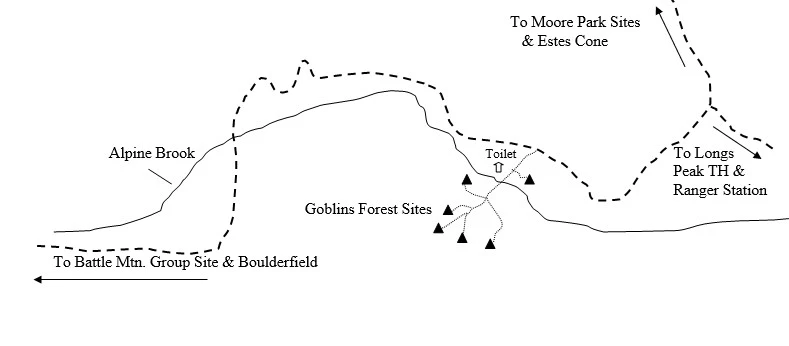 Goblins Forest Campsite Map - Updated 6/2025 Drawing of Goblins Forest Campsite Location