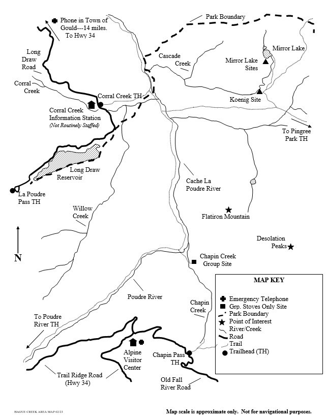 Drawing of Hague Creek area map showing location of wilderness campsites