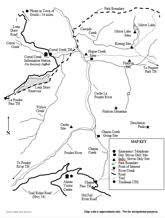 Drawing of Hague Creek area map showing location of wilderness campsites