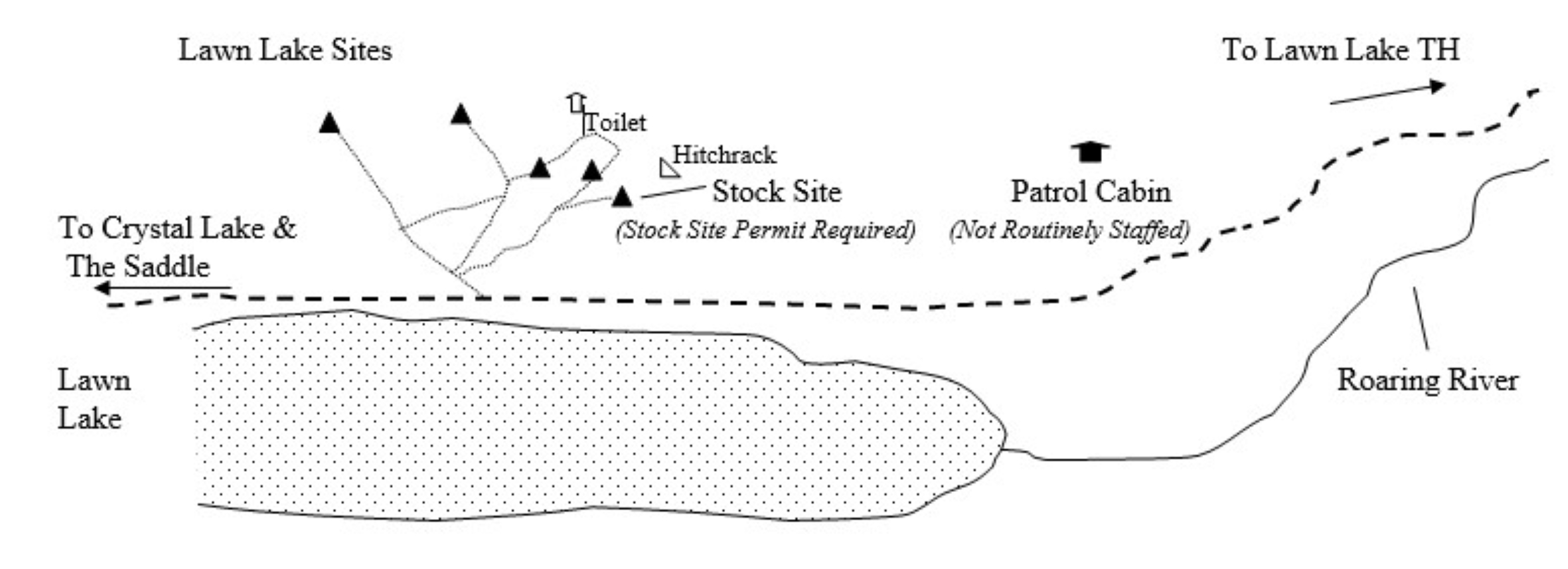 Drawing of Lawn Lake Campsite Location