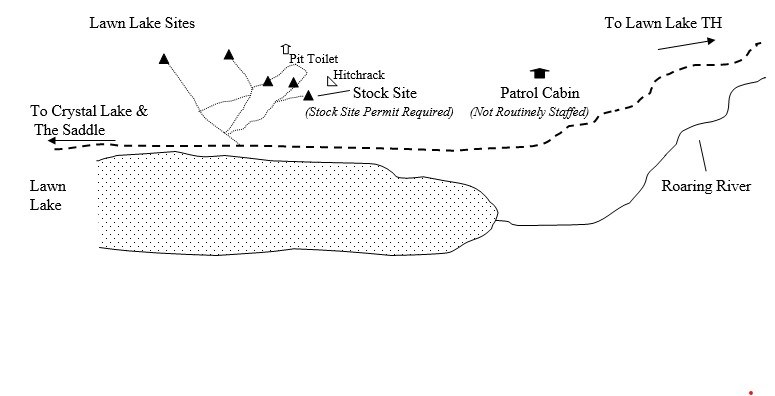 Drawing of Lawn Lake Campsite Location