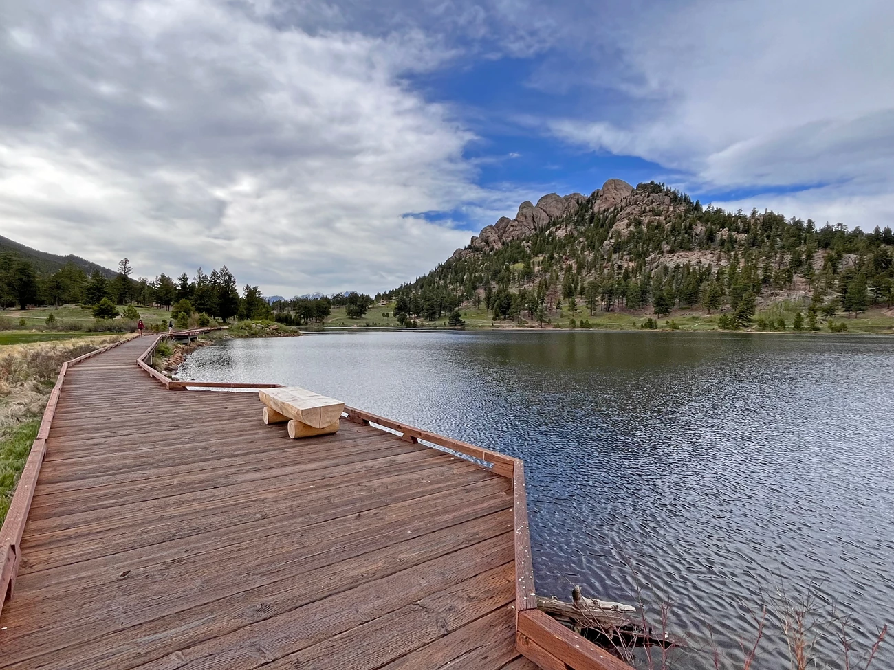 Lily Lake Lily Lake boardwalk with reflections on the lake in summer on a clear day