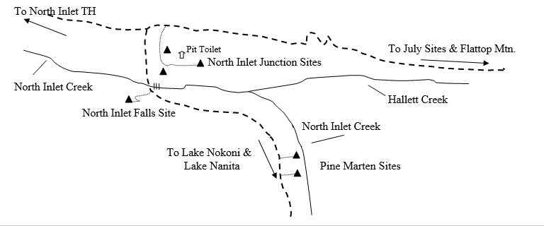 Drawing of North Inlet Falls Campsite Location