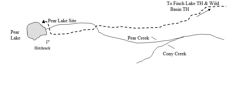 Pear Lake Campsite Map Drawing of Pear Lake Campsite Location