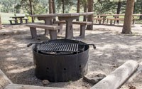 Picnic tables and fire pit