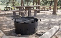 Picnic tables and fire pit