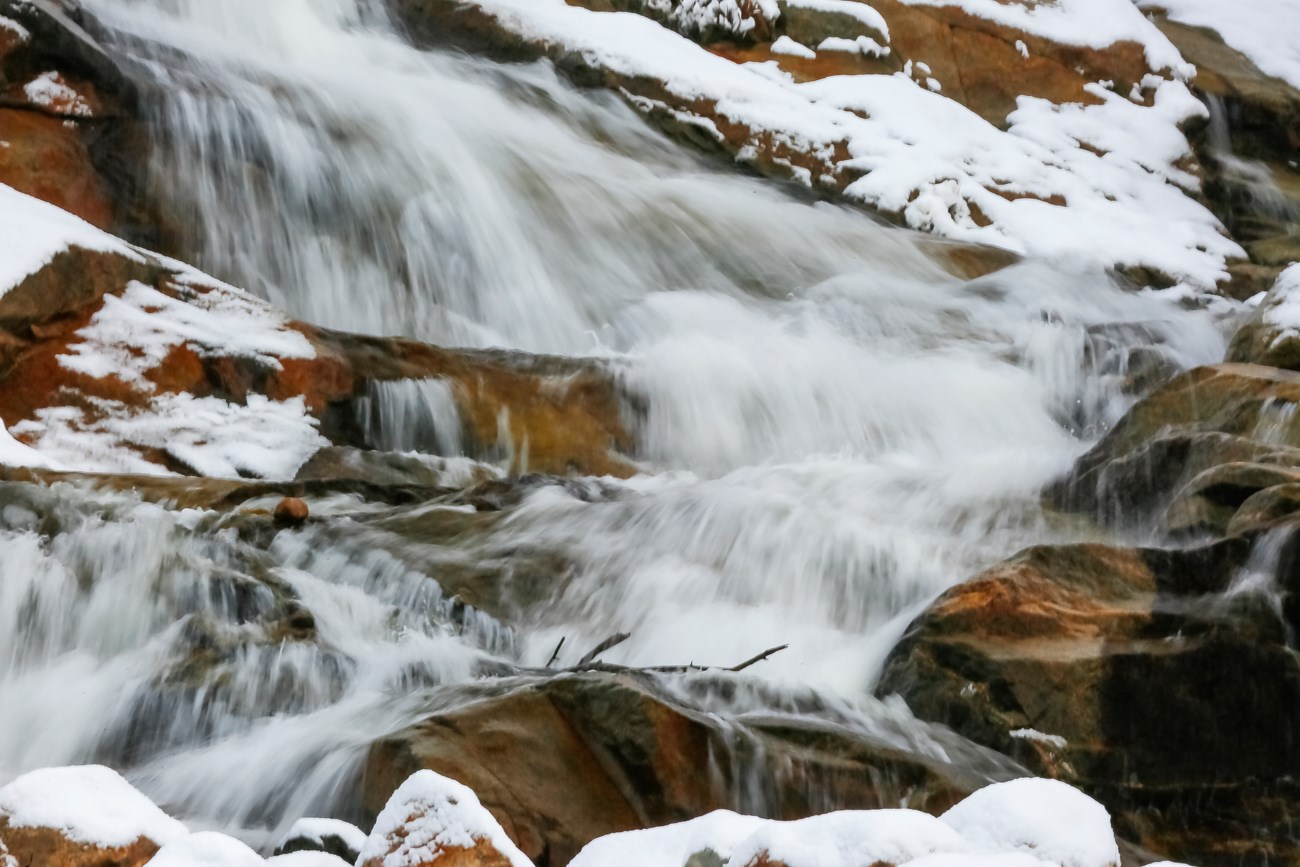 Rushing water in mountain stream